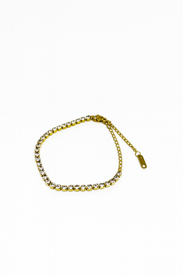 Gold-Plated Crystal Chain Anklet – Hypoallergenic, Non-Fading, Adjustable Sparkle