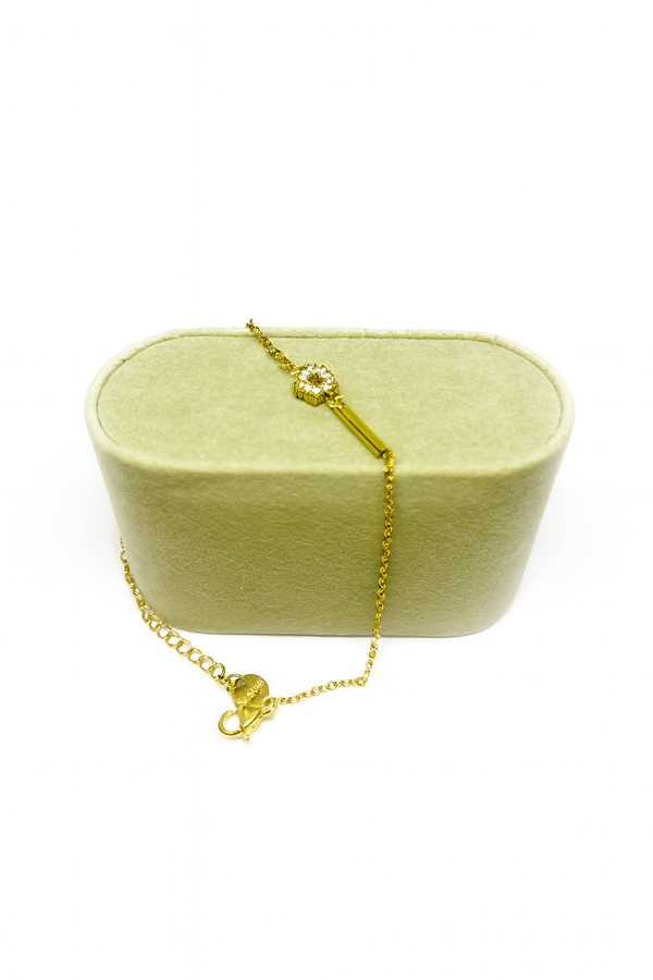 Gold-Plated Solitaire Chain Bracelet – Hypoallergenic, Non-Fading, Classic Elegance