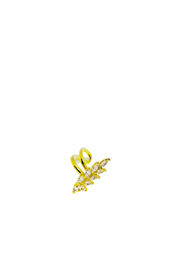Gold-Plated Marquise CZ Leaf Mini Ear Cuff – No Piercing Cartilage Hugger