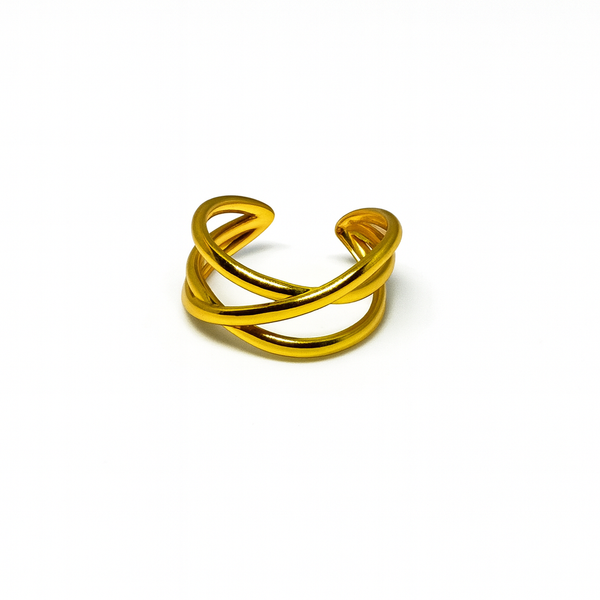 Gold Criss Cross Band Ring