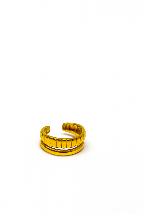 Gold Double Band Textured Ring