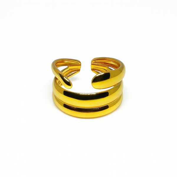 Gold Double Bar Adjustable Ring