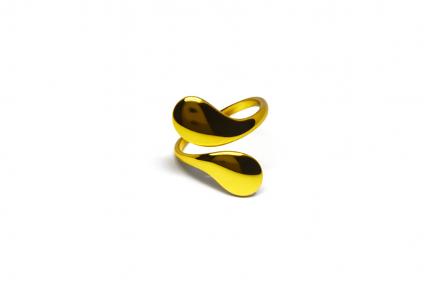 Gold Open Twist Drop Ring
