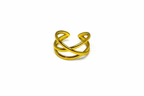 Gold Criss Cross Adjustable Band Ring