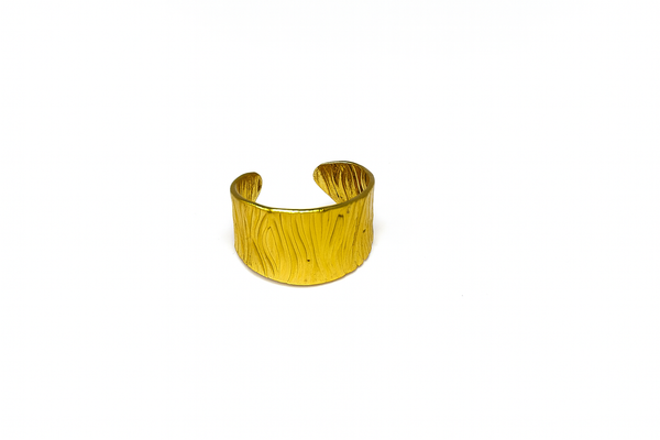 Gold Textured Wide Band Ring