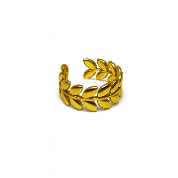 Gold Laurel Leaf Open Ring
