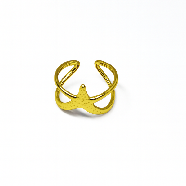 Gold Starfish Open Band Ring