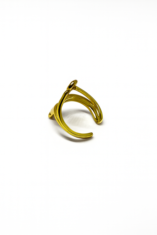 Gold Evil Eye Open Band Ring
