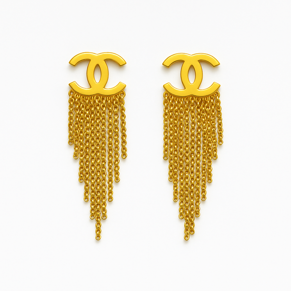 Luxurious Gold Chain Tassel Statement Earrings