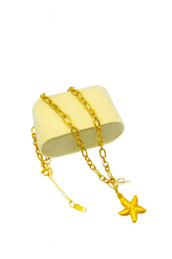 Trendy Gold-Plated Starfish Pendant Necklace – Nautical Charm